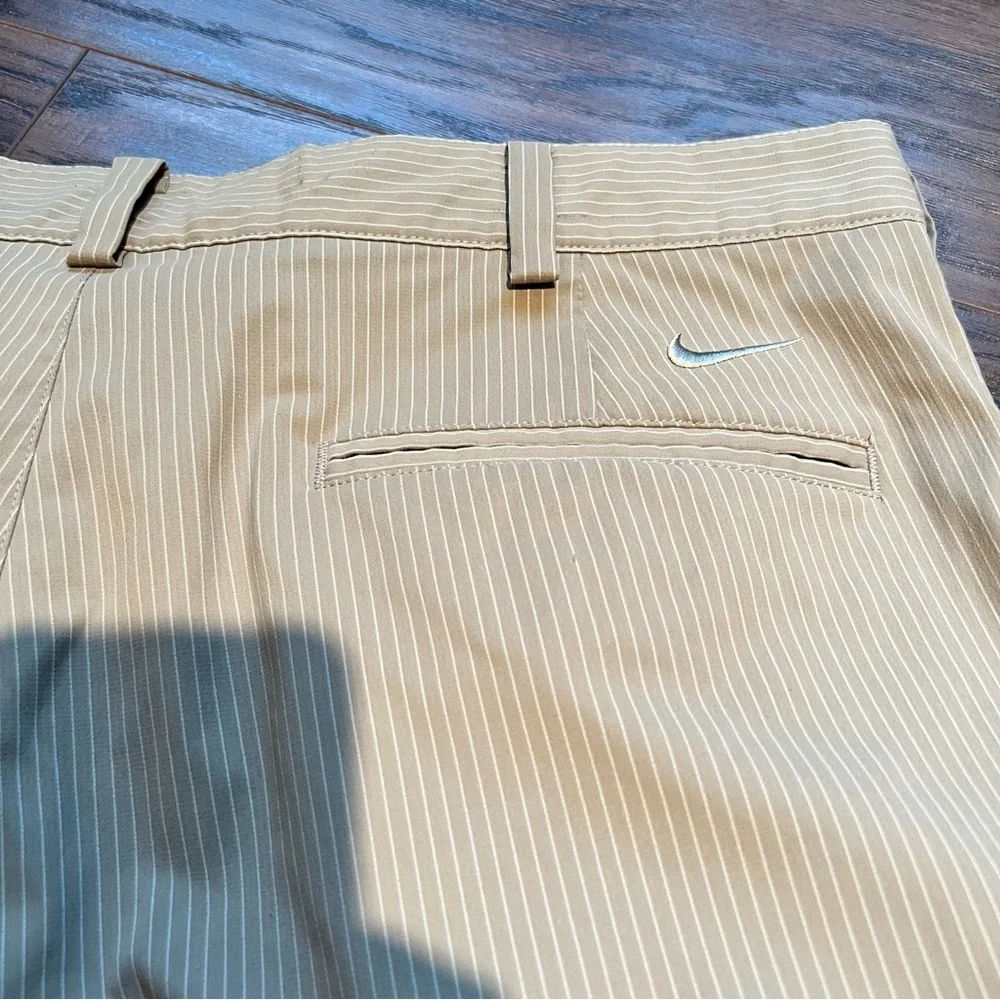 Nike Golf Dri-Fit Khaki Performance Shorts with White Pinstripes | 34 - M